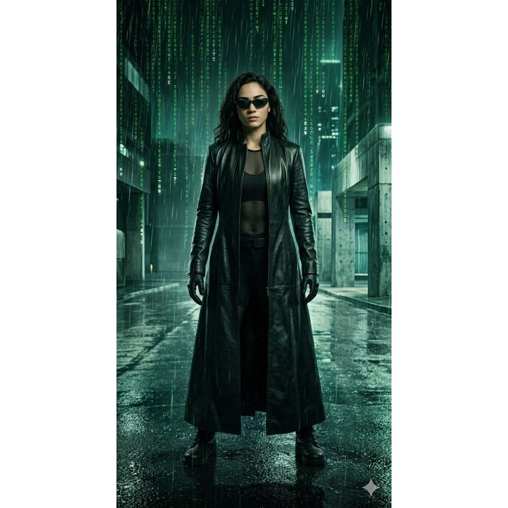 Matrix Black Leather Maxi Trench Coat New Zealand Lambskin Whimsigoth Goth Large